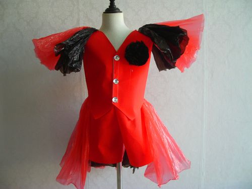 环保走秀男童塑料袋时装披风绅士服装创意手工儿童演出服