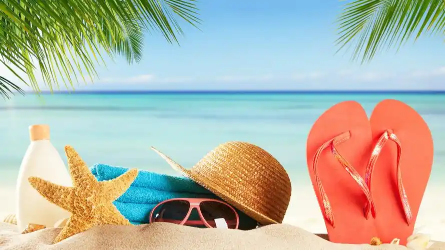 海滩,沙滩,眼镜,海星,帽子,拖鞋 iphone 壁纸