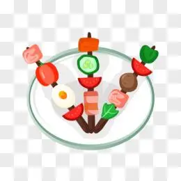 手绘卡通精美的三个烤串pngpsd手绘卡通烧烤串烧免抠素材pngpsd卡通