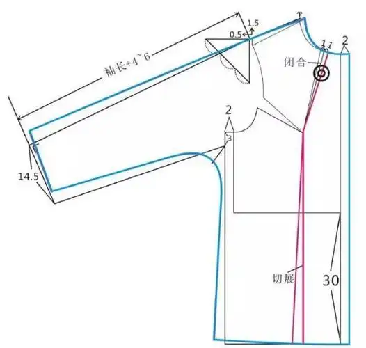 蝙蝠袖连身袖(菱形插角)来源 | cfw服装设计制版 |设计|动态|专注
