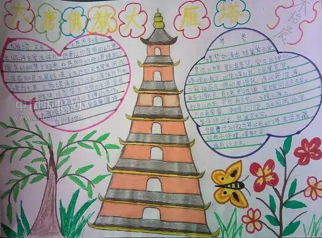 小报手抄报word模板蓝色卡通中国旅游日小报节日手抄报关于世界遗产