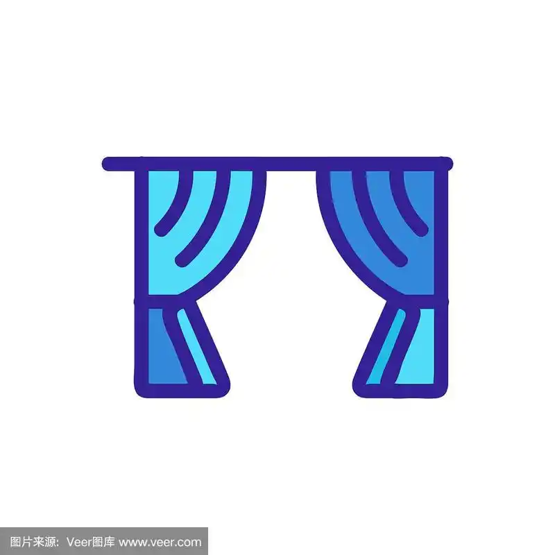窗帘图标矢量.孤立轮廓符号插图