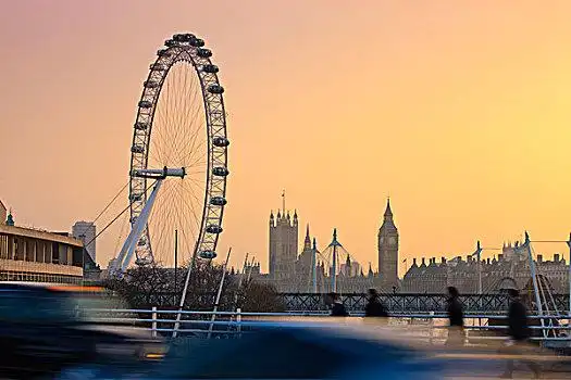 伦敦眼,大本钟,威斯敏斯特,日落