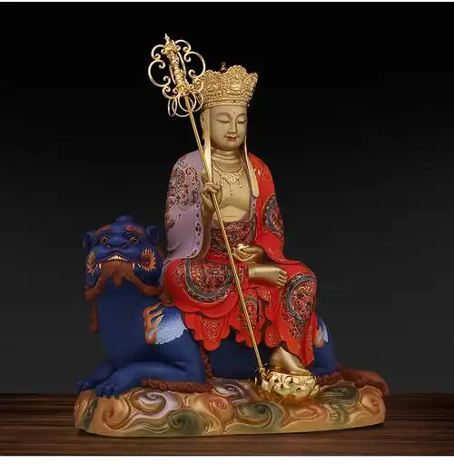 春风先生 轻奢高端纯铜坐骑地藏王佛像谛听地藏王菩萨工艺品居家客厅