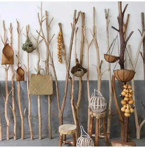 田园实木树枝干支装饰摆树枝树杈实木树枝树干装饰橱窗店铺摆件