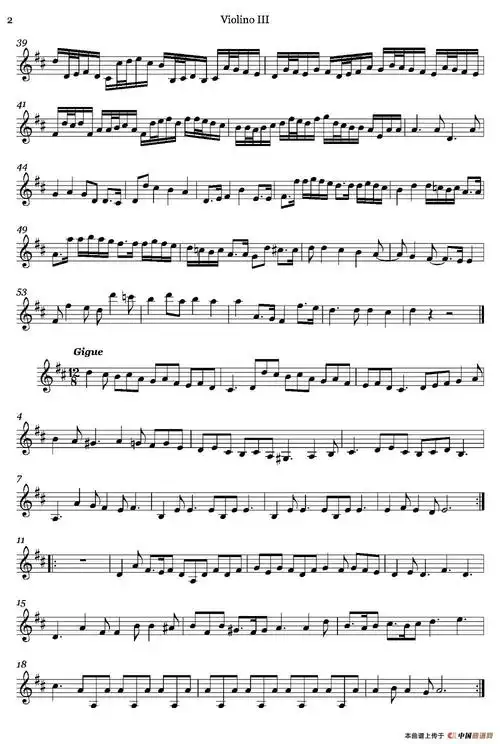 canon in d d大调卡农 第三小提琴 小提琴谱 五线谱