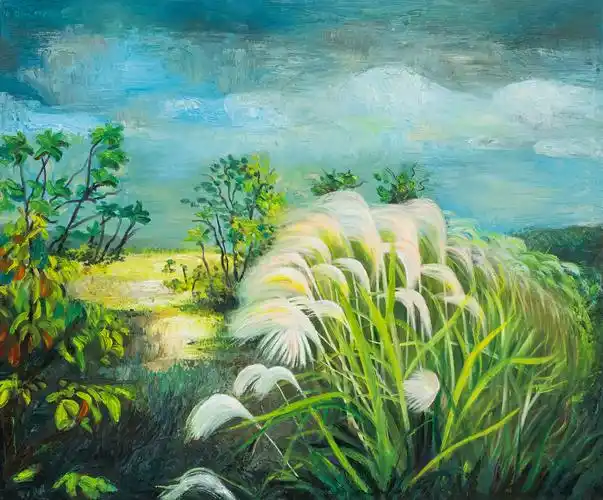 《飞龙湖芦苇风景》写生|纯艺术|绘画|painting创微 - 原创作品