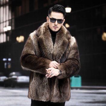 吉普男士皮草冬季中长款进口狐狸毛皮毛一体貂皮大衣外套貂毛加厚潮仿