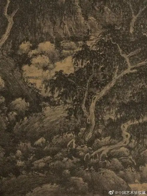 山水画#【 五代 巨然 《万壑松风图》 】立轴,绢本设色,200.7×0..