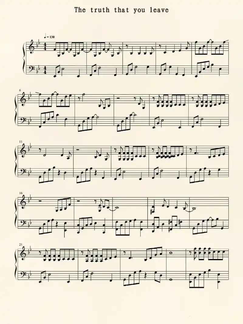 the truth that you leave钢琴谱分享. - 抖音