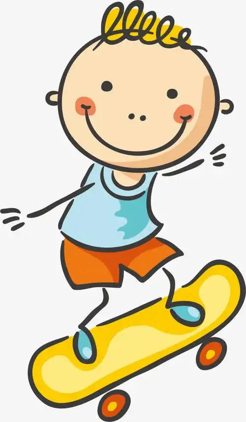 矢量图滑板的小男孩