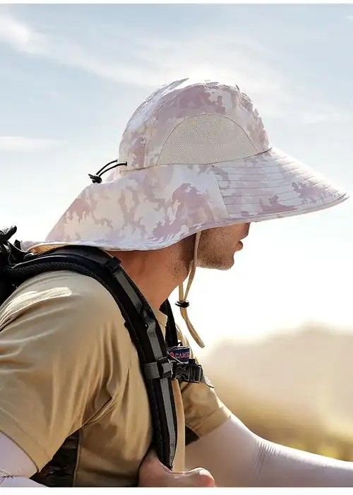 跨速kuasu防晒帽子男士夏季天户外登山大帽檐遮阳渔夫帽遮光护肤钓鱼