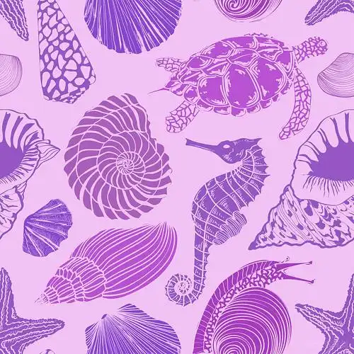 无缝,图案,海洋动物,紫色_高清图片_全景视觉