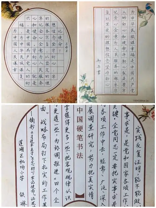 机场小学党支部开展主题教育硬笔书法展示活动