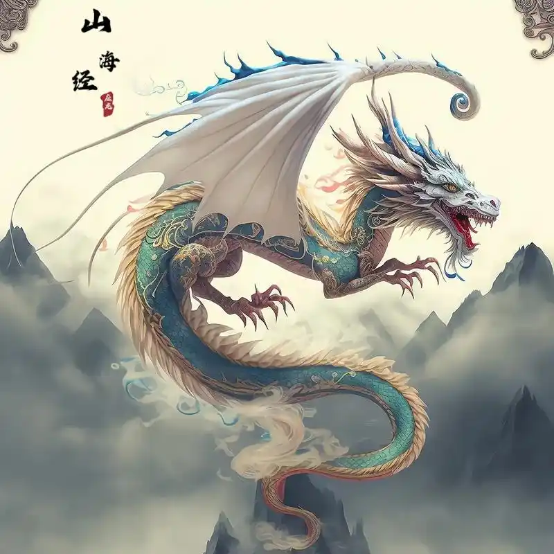 《山海经》神兽之-应龙,是唯一长翅膀的中国龙.应龙全称应时之 - 抖音