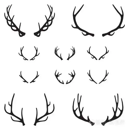 组的鹿角,剪影,矢量插画-正版商用图片081lmc-摄图新视界