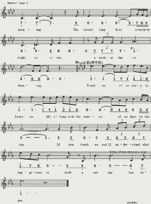 memory简谱钢琴谱分页音乐剧猫