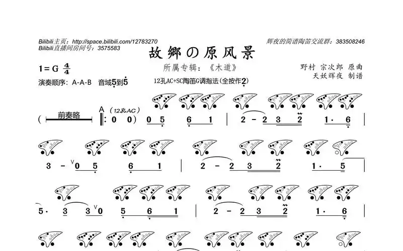 【宗次郎陶笛专辑曲谱重制/天妖辉夜】《故乡的原风景》简谱制作