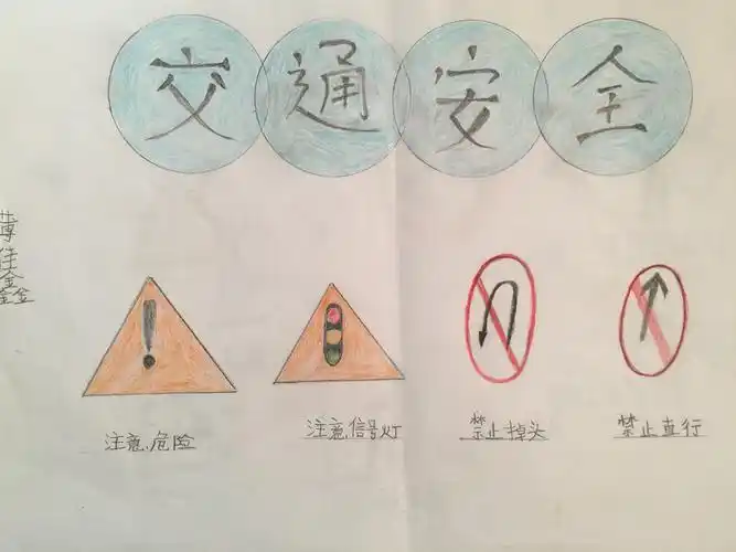 标识牢记心中一一第二小学二年级安全课手抄报制作展示