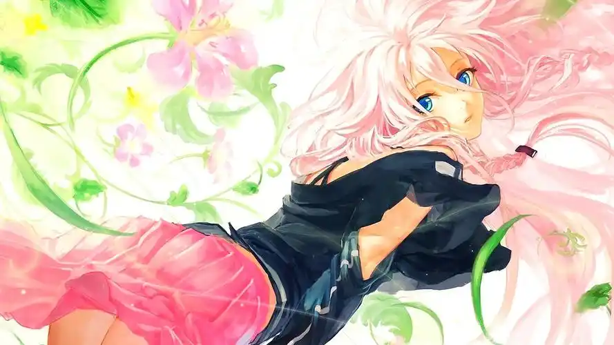 人物粉色的头发长发蓝眼睛张开嘴看着你动漫动漫女孩ia的vocaloid