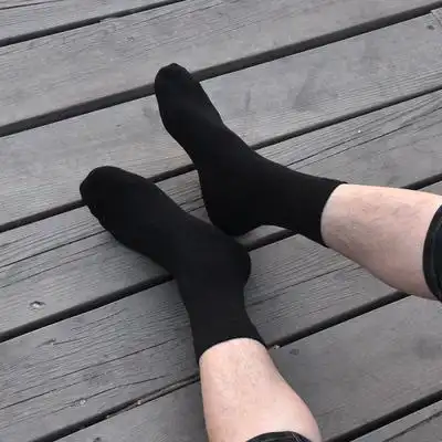 竹炭袜子男袜冬季厚款纤维防臭吸湿排汗黑色男士除臭中筒袜