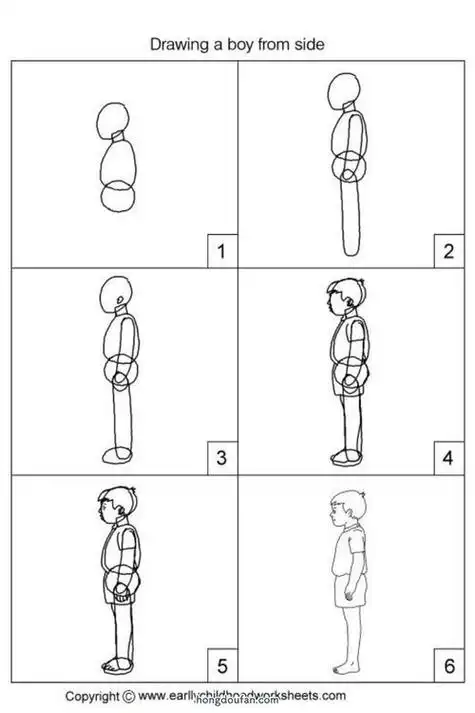 一步一步画一个侧立站着的男孩男孩简笔画大全人物侧面简笔画怎么画