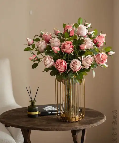 客厅假花仿真花轻奢花摆件客厅绢花假花花束餐桌摆设玫瑰轻奢保加利亚
