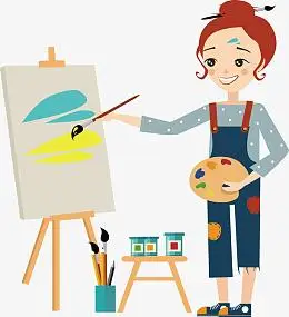 画家绘画手绘卡通风格人物形象矢