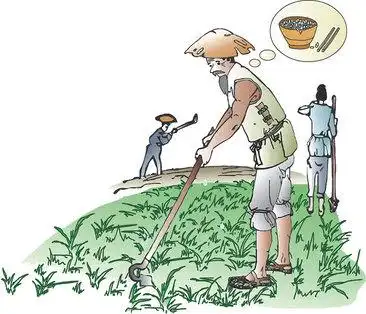 耕作的农妇风景油画