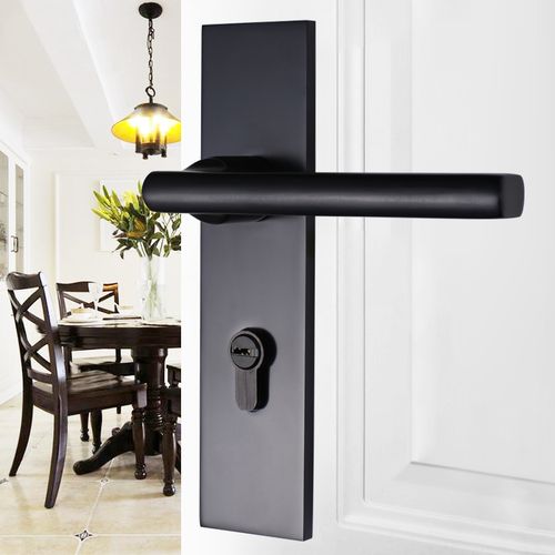 汇泰龙静音门锁室内门卧室现代简约房门锁铝木门黑色通用型锁具