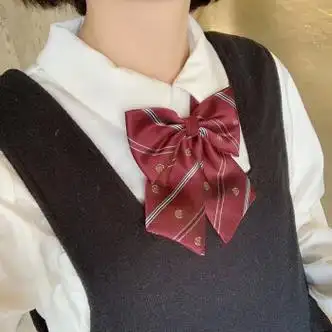 多菲尼森jk领结领花女蝴蝶结学院风衬衫制服免打结银行职业酒红皇冠