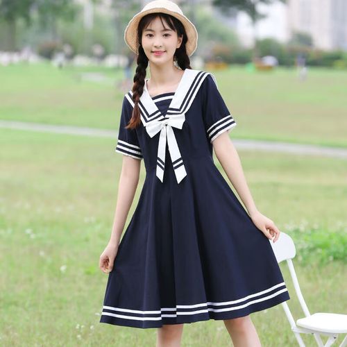 ukcf2023新款水手服连衣裙学院风水少女高中初中学生夏装日系jk裙子