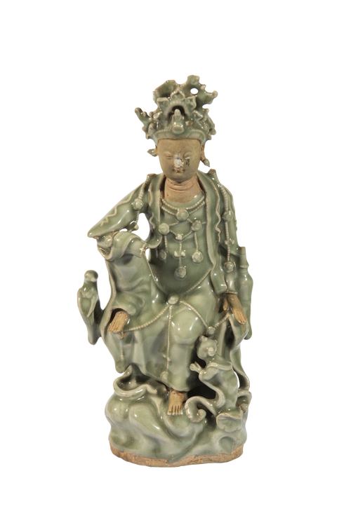 元龙泉窑青釉观音瓷塑像