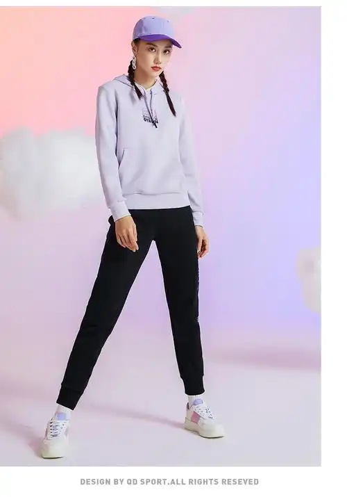 乔丹运动裤女2021春季新款针织宽松束脚卫裤黑色休闲裤加厚裤子女