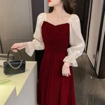 成人礼服女十八歳岁高中生学生红裙子结婚平时可穿小个子晚礼酒红色m