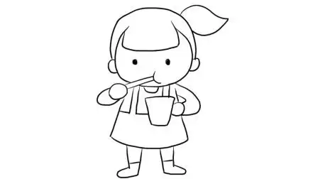 刷牙的小女孩幼儿亲子儿童简笔画 幼儿园学画画