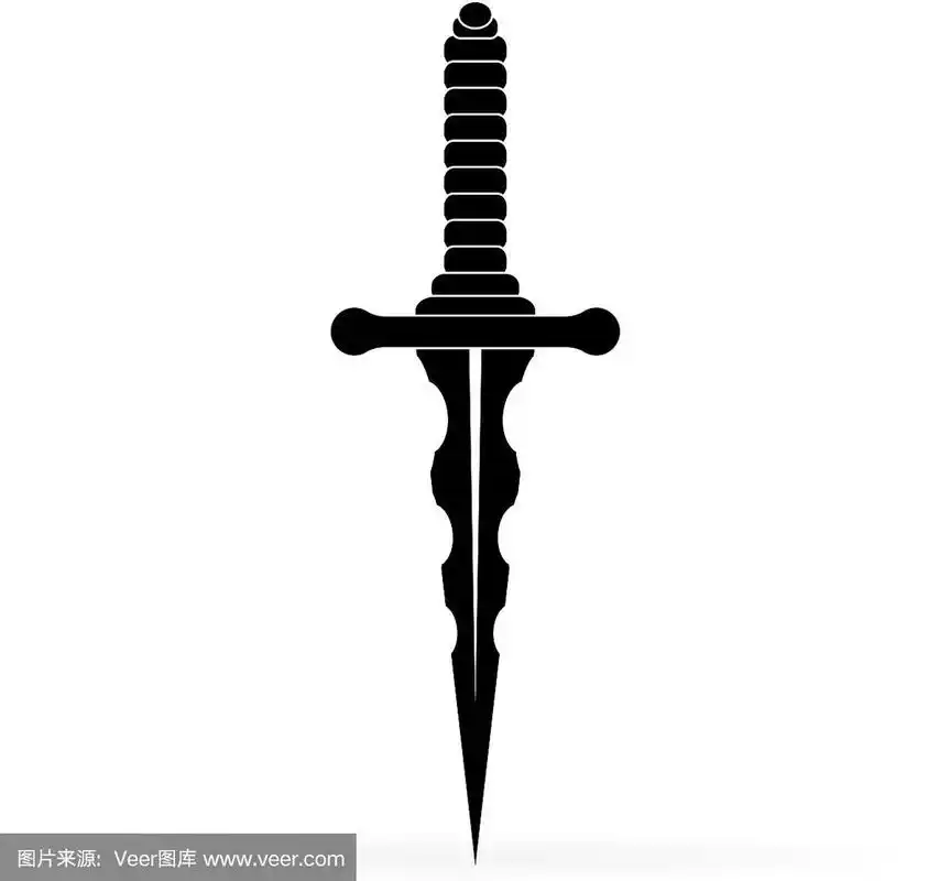 匕首刺青刀图标剑用锋利的刀刃