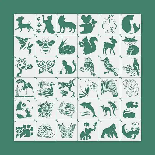 小动物猫狗蜜蜂等镂空绘画模板 喷绘 涂鸦画画模板 跨境电商e13