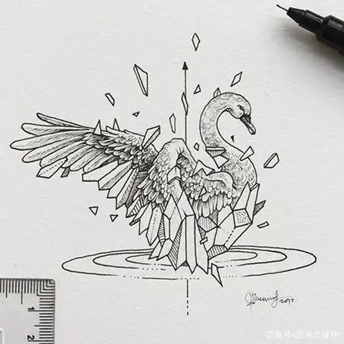 一组针管笔黑白创意手绘插画