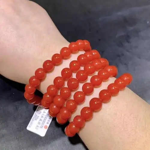 天然新疆戈壁玉金丝玉红色地表花彩手