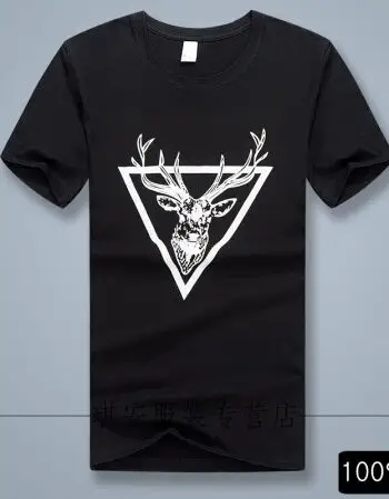 韩版上衣夏季新款短袖体恤卫衣秋衣打底衫衣服潮流 短袖t701鹿一黑色