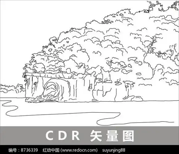 桂林象鼻山线描 装饰图片