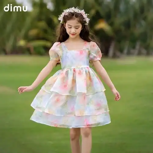 这期超好看款式,笛牧限时女童连衣裙2024夏新款,洋气时尚高级感公主裙