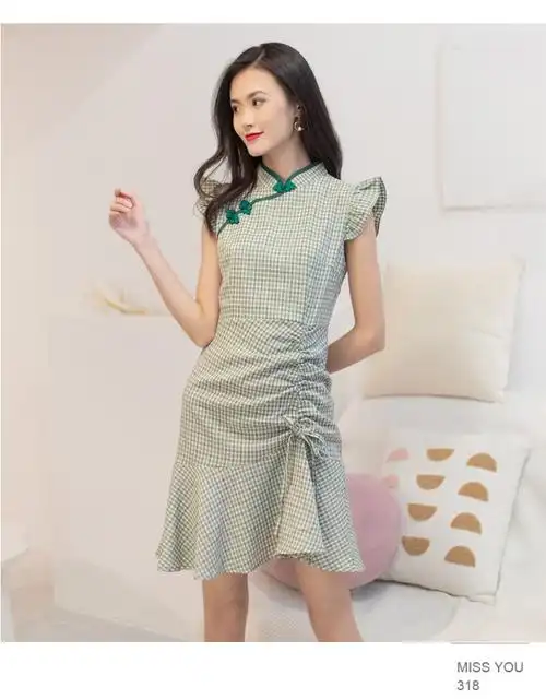 美丽衣橱改良版旗袍2021夏季新款连衣裙女知性小清新修身减龄