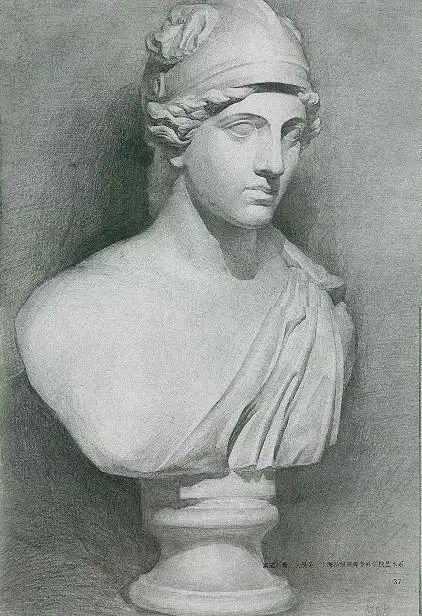 求战神石膏素描正面写生图