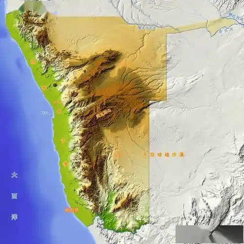 纳米比亚地图上最奇特的地方,是东边伸出来一条胳膊,搭在博茨瓦纳的