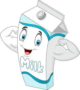 补钙漫画卡通箱牛奶以强度和有用性照片