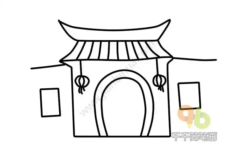 中国古代小院简笔画