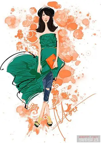 时尚街拍,插画.
