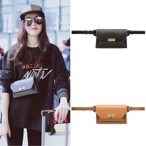 包包女2018唐嫣明星同款车缝线挎包时尚迷你小包包百搭胸包腰包女